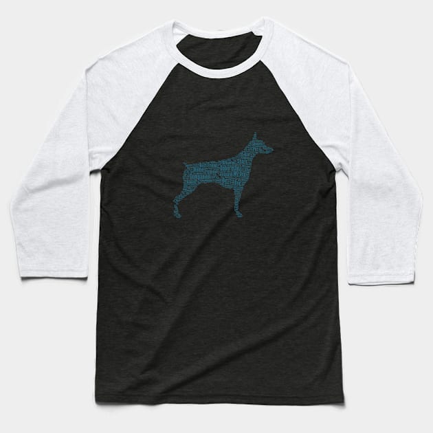 Dog Doberman Animal Pet Text Word Cloud Baseball T-Shirt by Cubebox